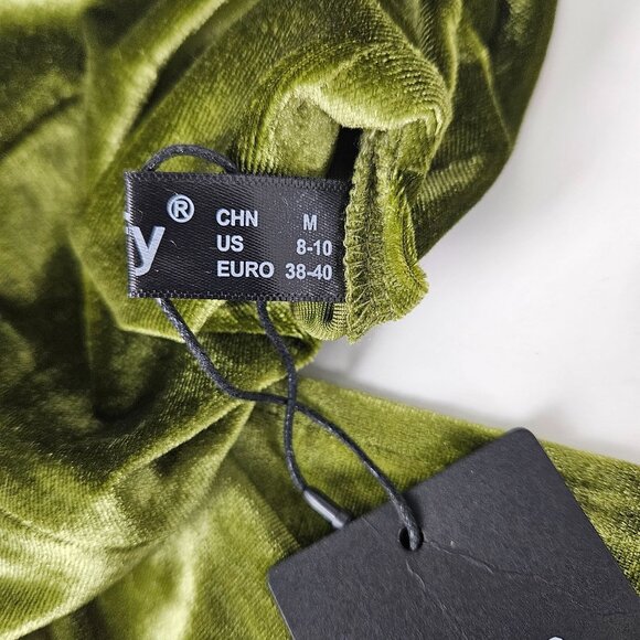 Capuffy Womens Bodycon Size 8-10 Olive Green Velvet Backless Midi Dress - Picture 11 of 12